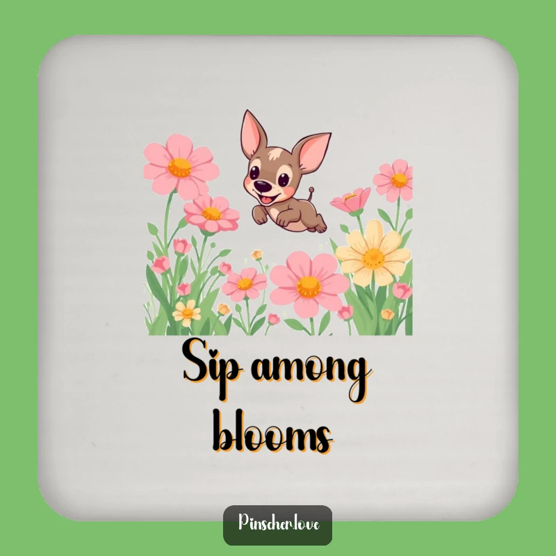 Funny Pinscher Flower Coaster Set: Humorous Table Protection Gift