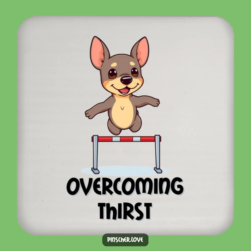 Funny Pinscher Hurdler Coaster Set: Determined Table Protection Gift