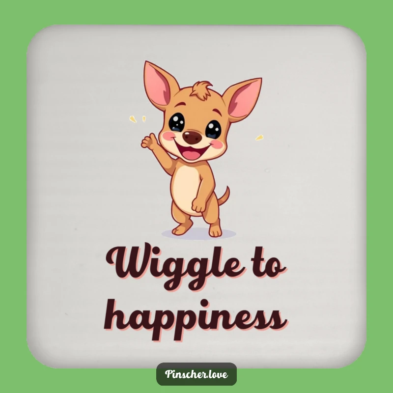Funny Pinscher Wiggle Dance Coaster Set: Protect Surfaces with Joyful Dog Art