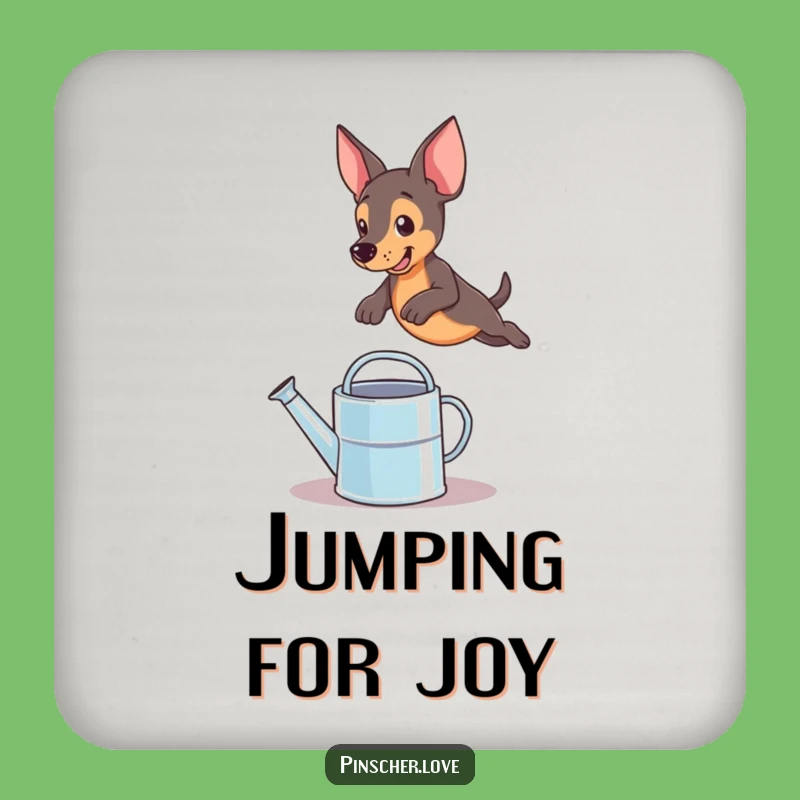 Funny Pinscher Leaping Coaster: Tiny Hilarious Dog Protector Gift