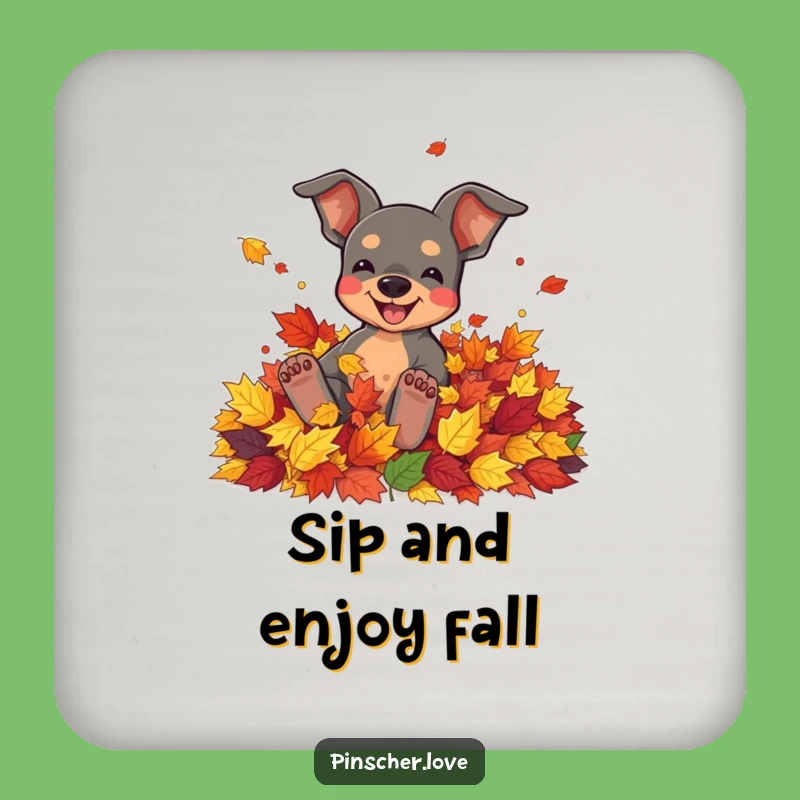 Funny Pinscher Coaster: Autumn Charm, Chic Comedic Gift for Tables