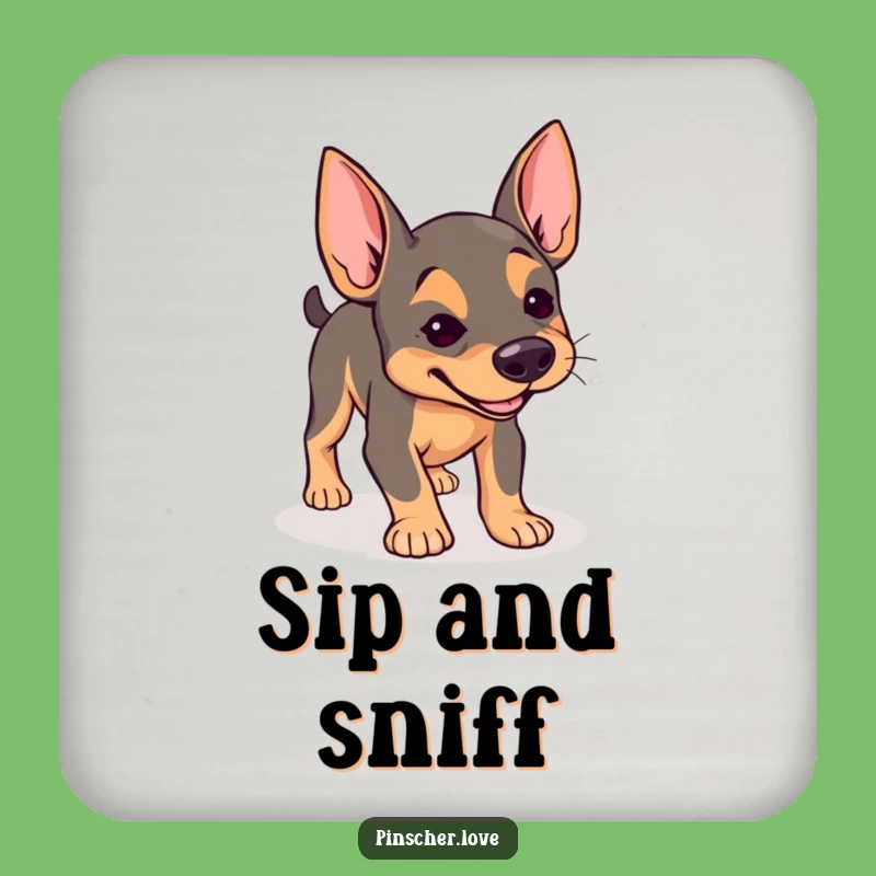Funny Pinscher Coasters: Determined Sniffer Set - Protect Surfaces Gift