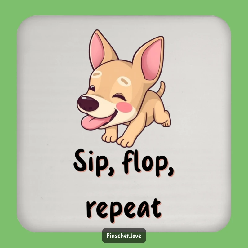 Funny Pinscher Coasters: Tongue Out Tumbles Set - Table Protection Gift