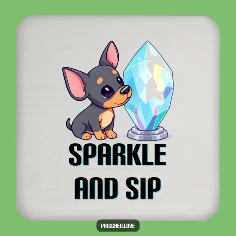 Protective Funny Pinscher Gem Coasters - Protect Surfaces with Sparkle