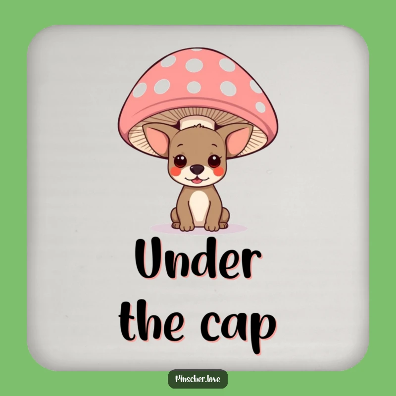 Funny Pinscher Mushroom Coaster: Tiny Whimsical Protector Gift