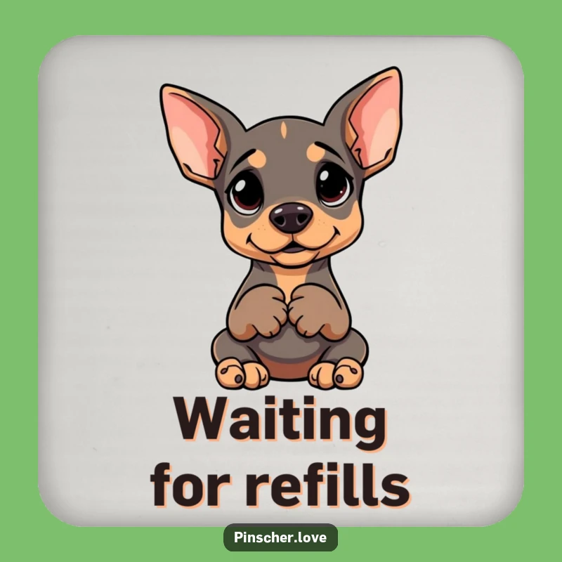Funny Pinscher Waiting Coasters: Protect Surfaces with Canine Charm
