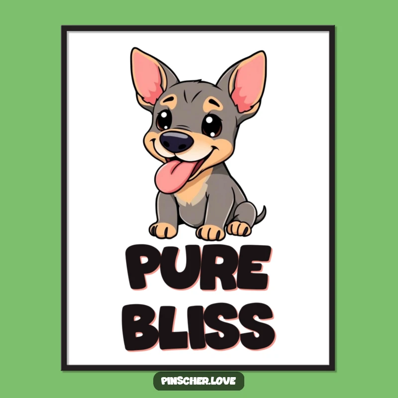 Funny Pinscher Poster - Happy Panting Dog Art, Gift Idea for Pet Lovers