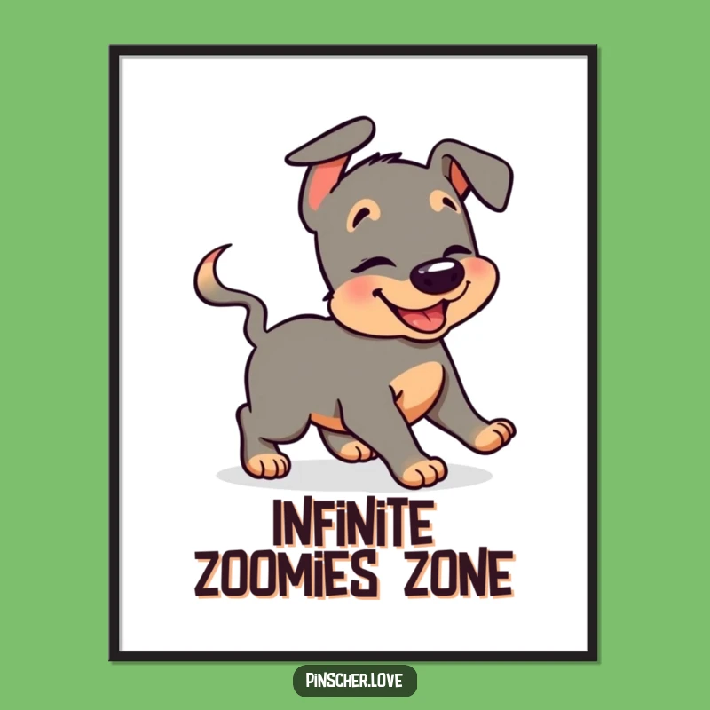 Funny Pinscher Poster: Giggling Tail Chase Art - Whimsical & Joyful Funny Gift!