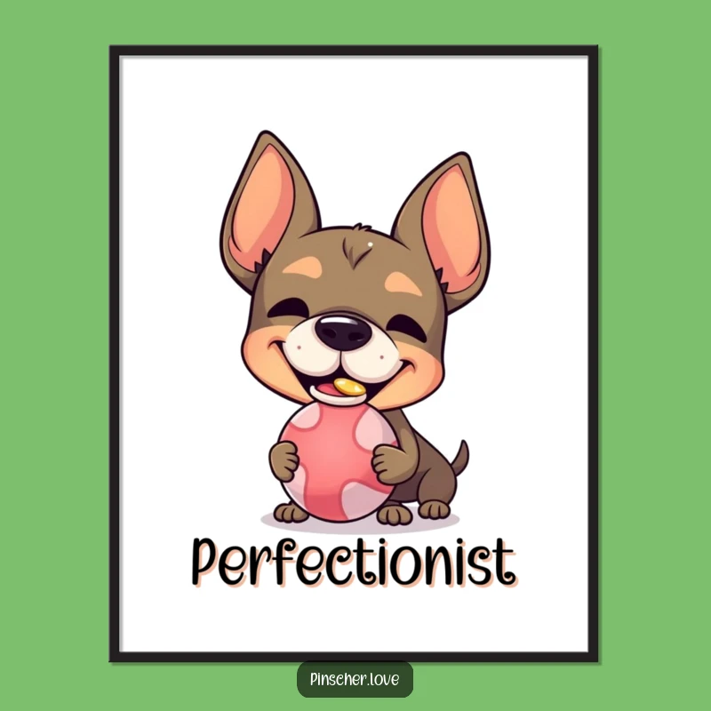Funny Pinscher Poster - Silly Grin Ball Trick Art, Charming Funny Gift