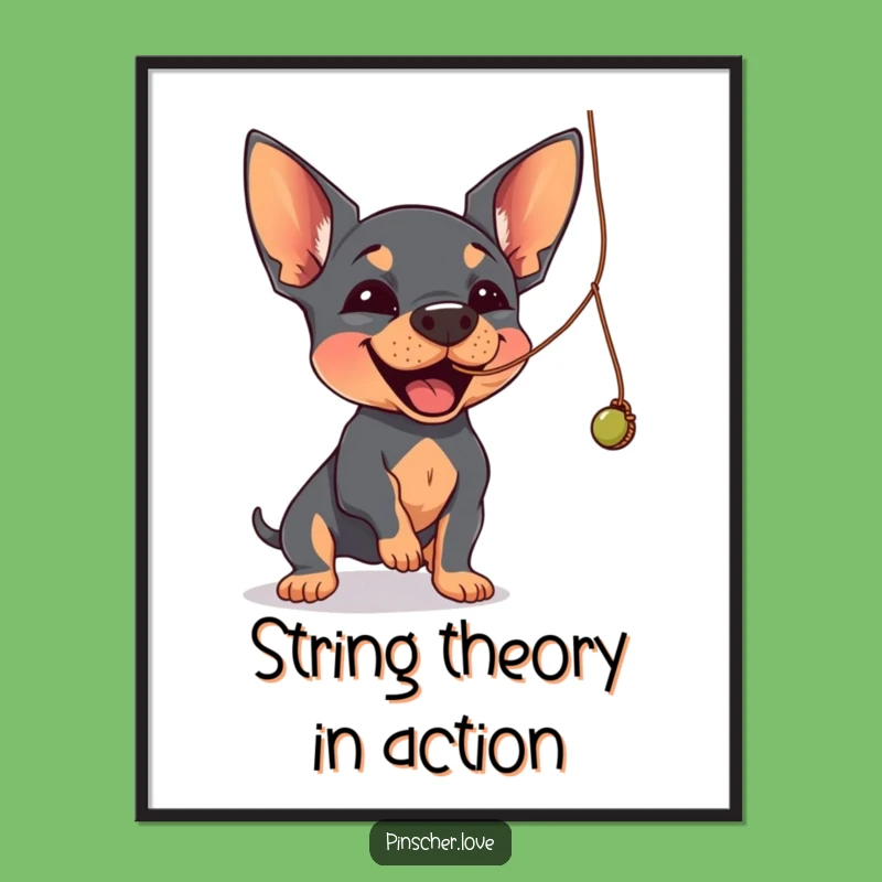 Funny Pinscher String Art Print: Playful Dog Batting Decor, Gift