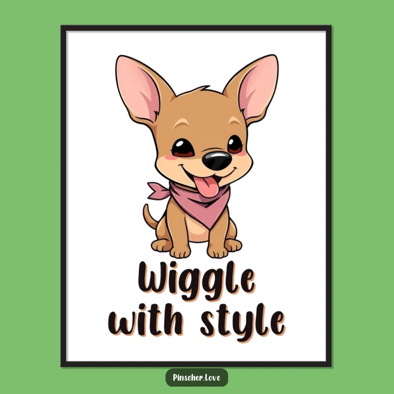 Funny Pinscher Wiggle Poster - Joyful Cartoon Character Wall Art