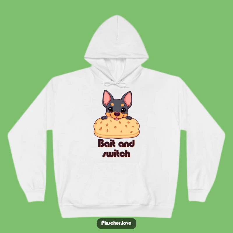 Funny Pinscher Biscuit Peek Hoodie - Cozy and Hilarious Snack Lover's Gift