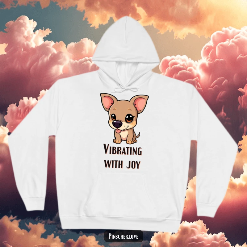 Funny Pinscher Hoodie - A mischievous pinscher dog with a glint in its eye, wagging its tail vigorously, offering warmth and a dose of playful energy.
