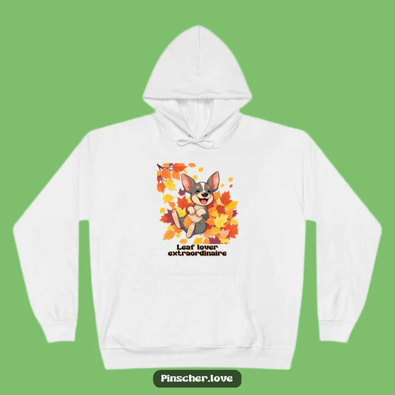 Warm & Funny Pinscher Rolling in Leaves Hoodie - Cozy Autumn Dog Apparel
