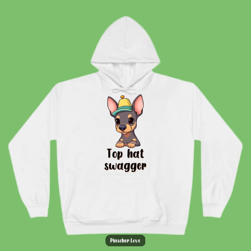 Cozy Funny Pinscher Hoodie: Balancing Hat, Warm Dog Lover Comfort