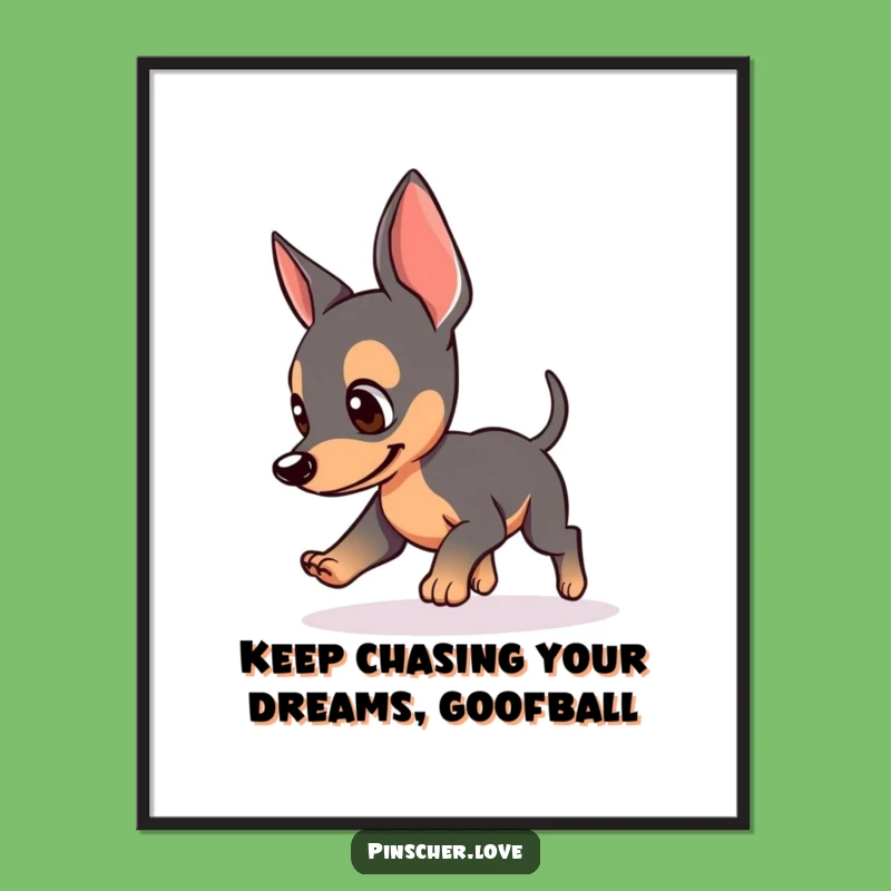 Free Printable Pinscher Wall Art: Playful Tail Chase Downloadable Decor for Dog Lovers