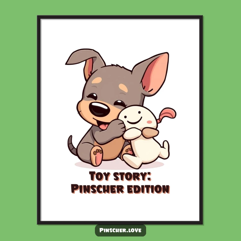 Free Printable Pinscher Wall Art: Playful Toy Wrestle Downloadable Decor