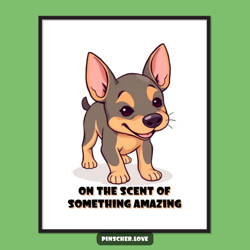 Free Printable Wall Art: Sniffing Pinscher - Humorous Downloadable Decor for Homes