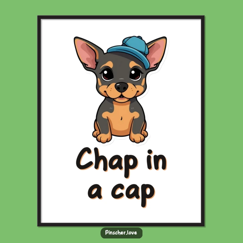 Funny Free Printable Wall Art: Dapper Pinscher, Jaunty Cap, Downloadable Decor