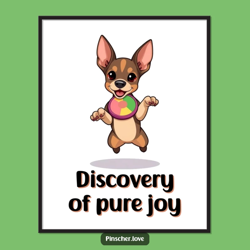 Funny Free Printable Wall Art: Determined Pinscher Leaping for Disc, Energetic Decor