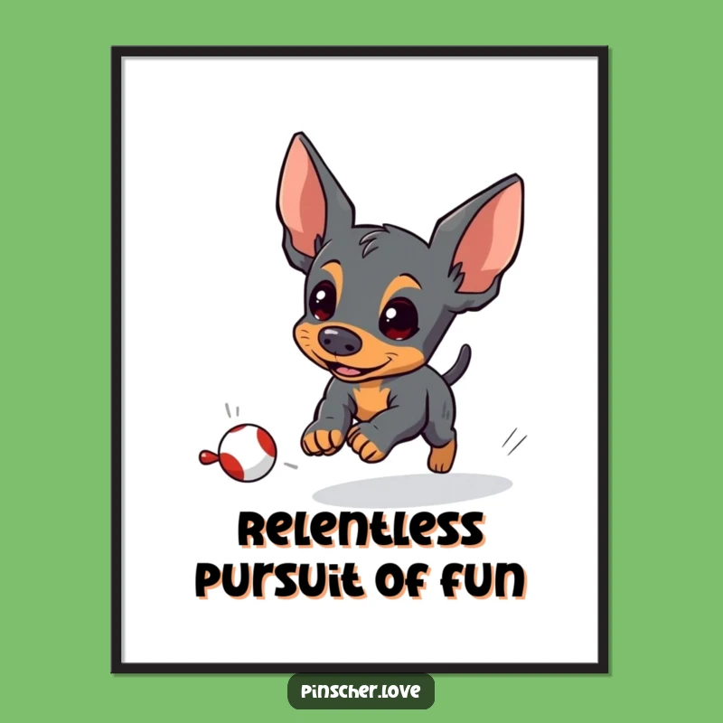 Funny Free Printable Wall Art: Energetic Pinscher Playtime Decor Download