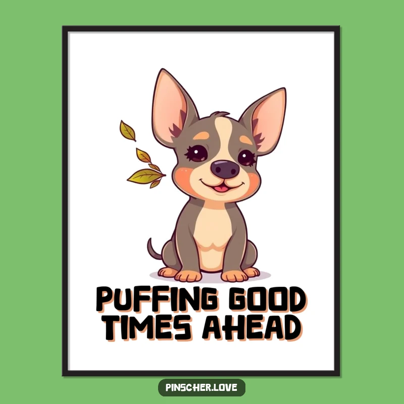 Funny Free Printable Wall Art: Pinscher Huffs Happy Leaf Blow - Downloadable Art!