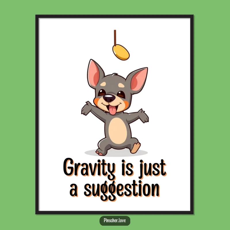 Free Printable Wall Art: Falling Pinscher Toy - Funny Downloadable Dog Art