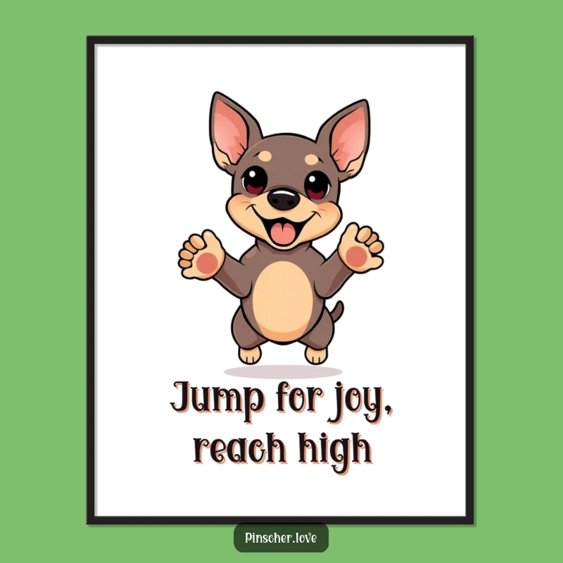 Free Printable Wall Art: Energetic Pinscher Jump Action - Funny Downloadable Decor