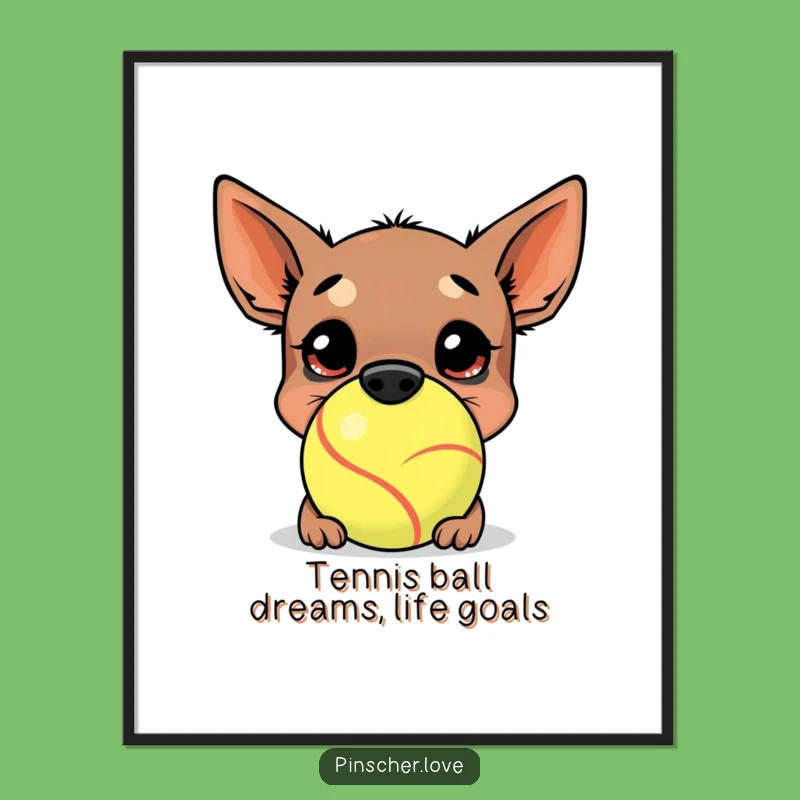 Funny Free Printable Wall Art: Pinscher Dog & Giant Tennis Ball Downloadable Decor