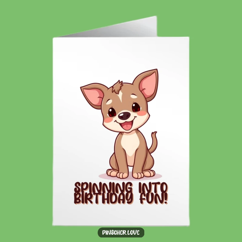 Free Printable Birthday Card: Happy Pinscher Spin - Funny Dog Tail Wag Downloadable Gift