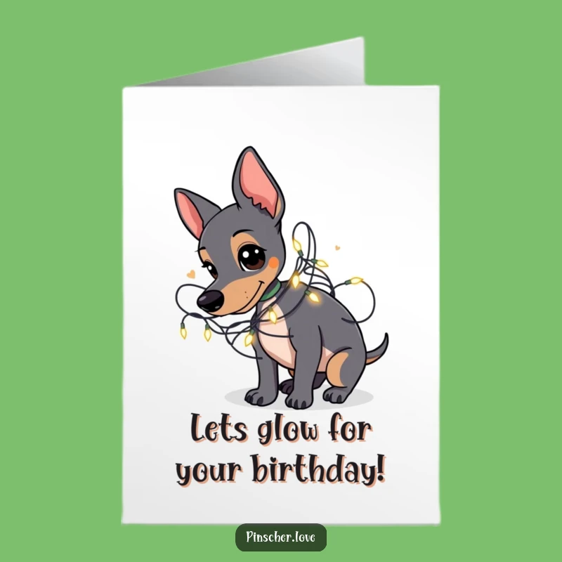 Free Printable Birthday Card: Tangled Pinscher Fairy Lights - Downloadable Funny Gift