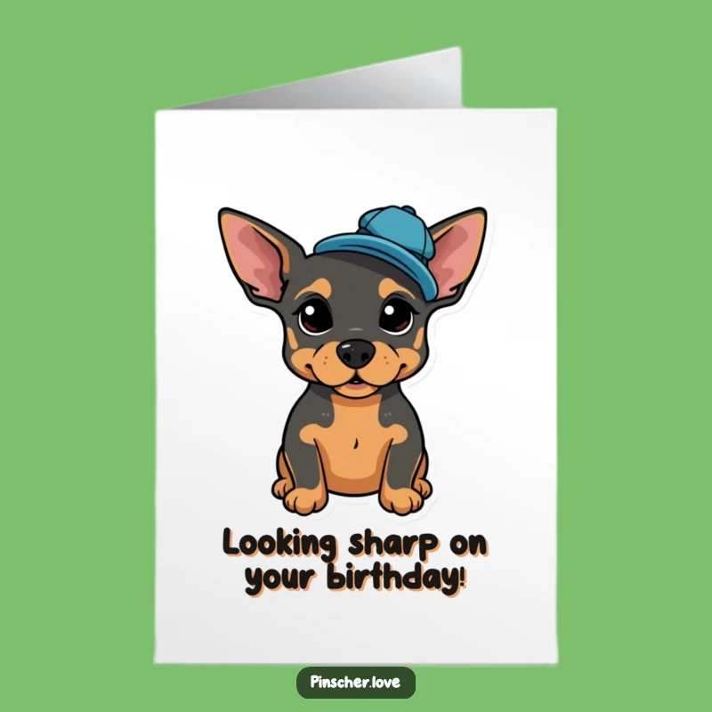 Funny Free Printable Birthday Card: Proud Pinscher, Jaunty Cap, Downloadable Gift