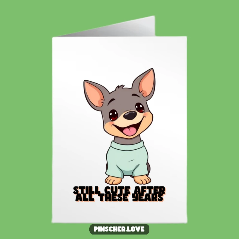 Free Printable Funny Pinscher Birthday Card: Silly Head Tilt Dog Downloadable Gift