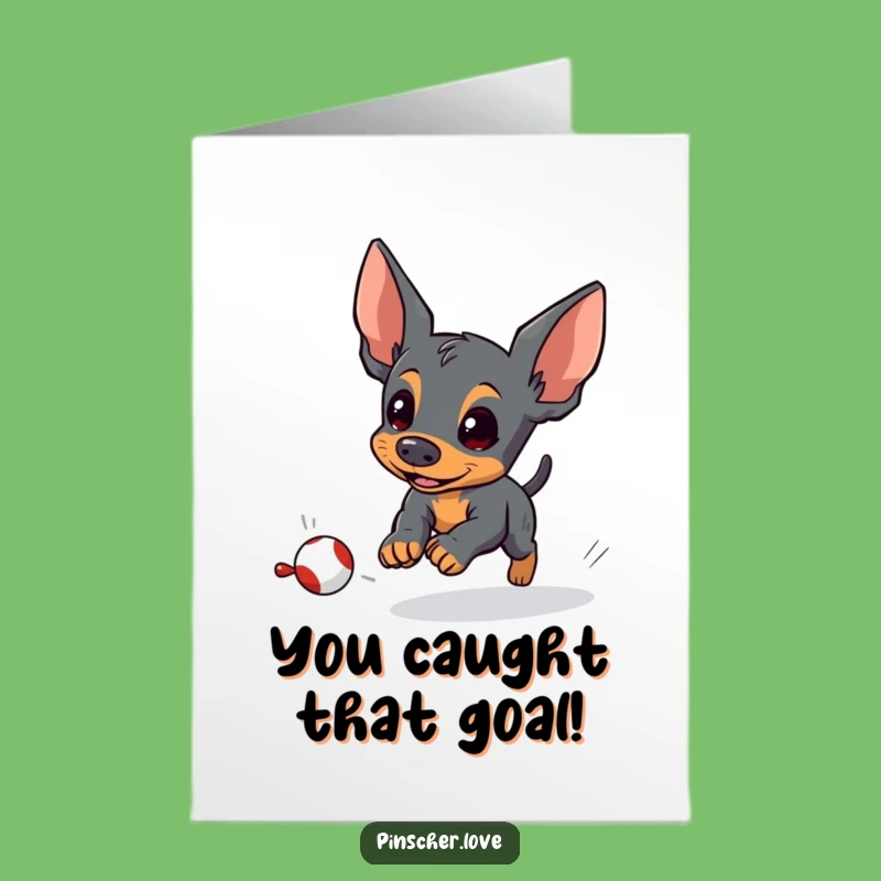 Free Printable Congrats Card: Determined Pinscher Catches Success Download