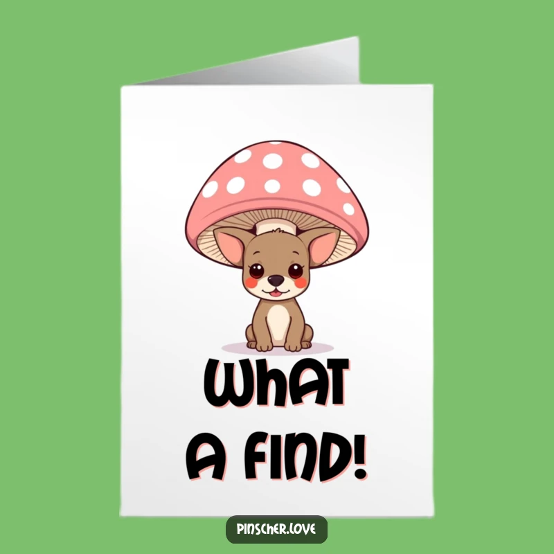 Free Printable Congrats Card: Pinscher Mushroom Peek - Funny Celebration Downloadable!