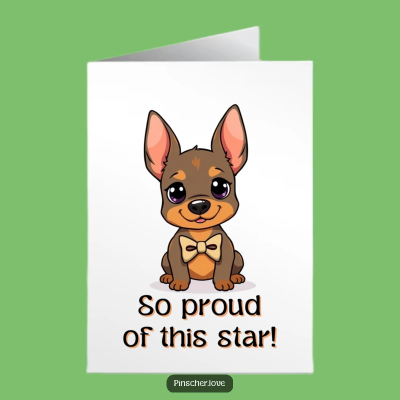 Free Printable Pinscher Congrats Card: Dapper Dog Downloadable for Stylish Success