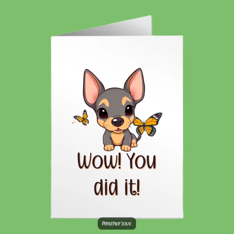 Free Printable Congrats Card: Surprised Pinscher! Funny Downloadable Greeting for Big News