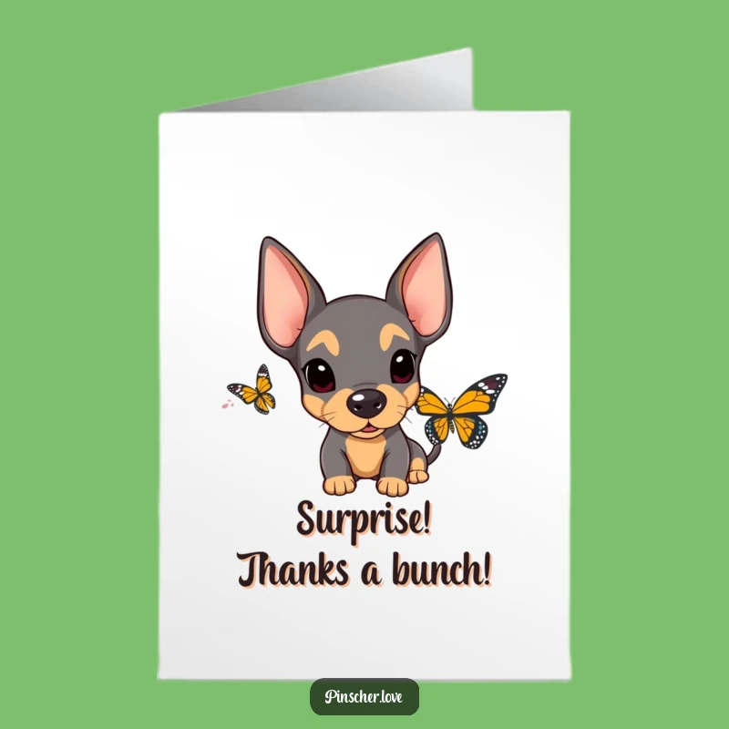 Free Printable Thank You Card: Astonished Pinscher! Humble Downloadable Gratitude Gift