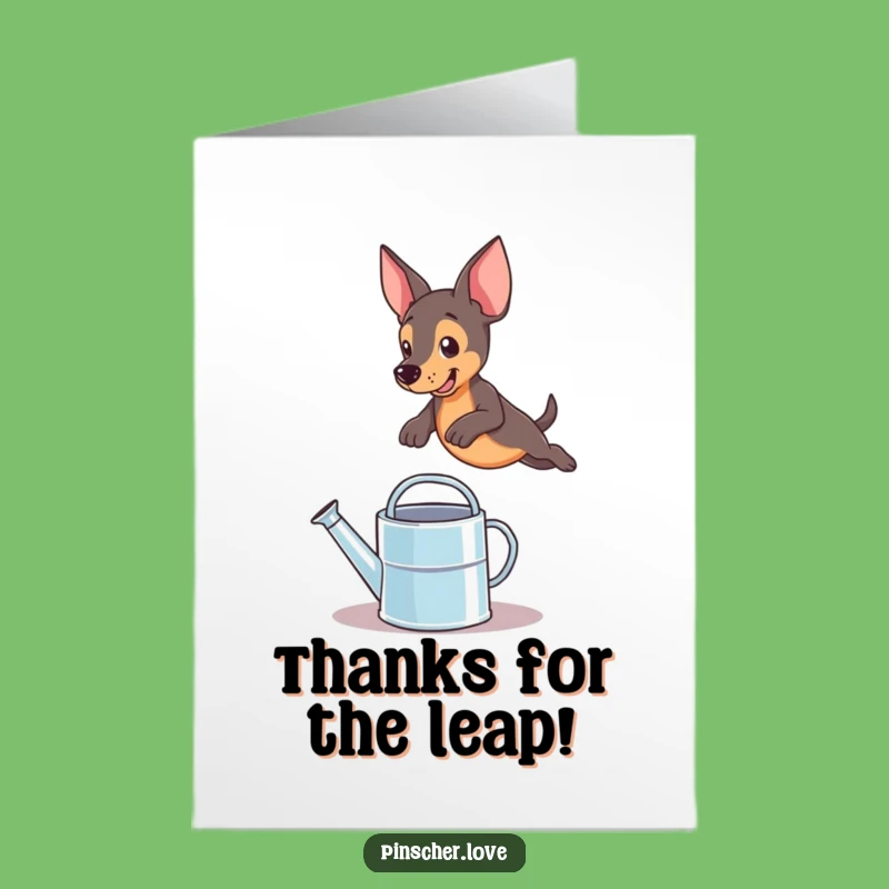 Free Printable Thank You Card: Funny Pinscher Dog Jump - Express Gratitude Hilariously!