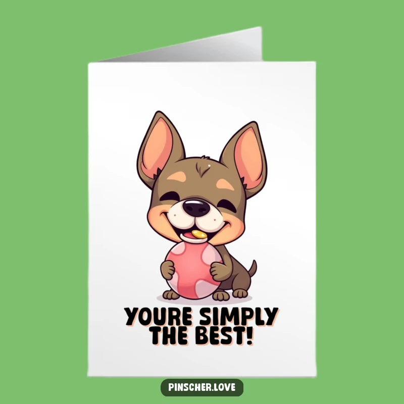 Free Printable Thank You Card: Pinscher Balancing Ball Funny Downloadable Gift