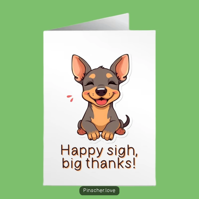 Free Printable Thank You Card: Happy Pinscher Sighs Rest Head Downloadable Gift