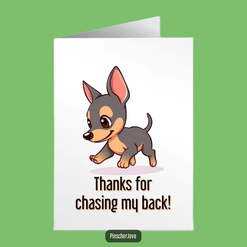 Free Printable Pinscher Thank You Card: Funny Tail Chase Downloadable for Gratitude