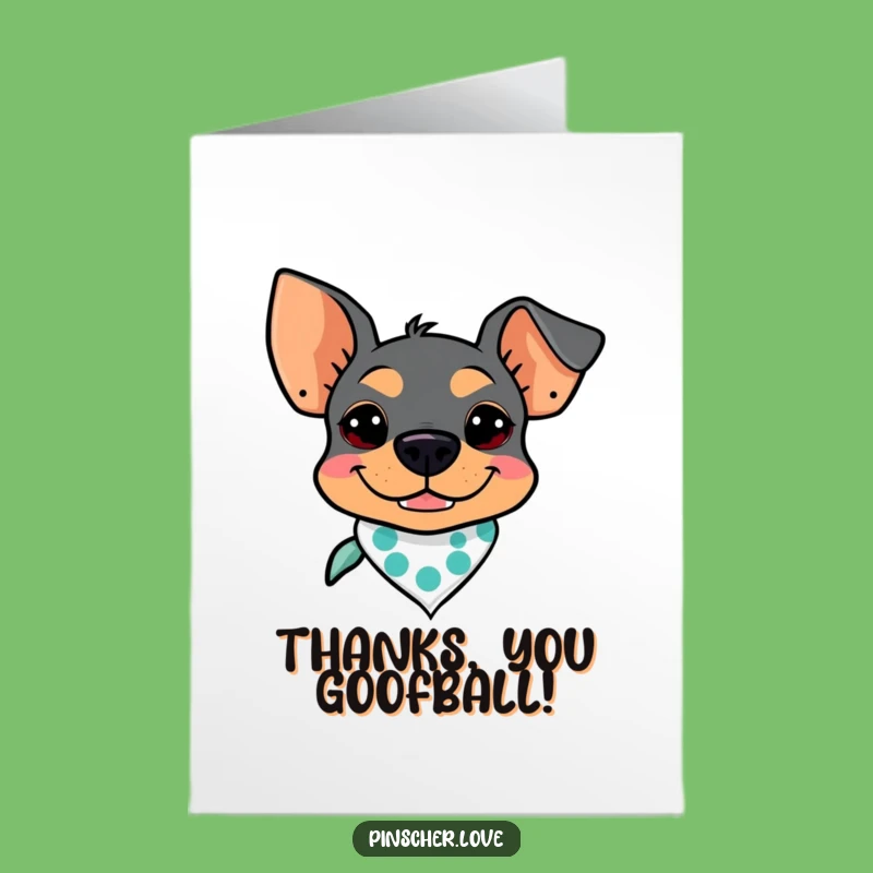 Free Printable Thank You Card: Goofy Pinscher Grin Bandana Downloadable Gift