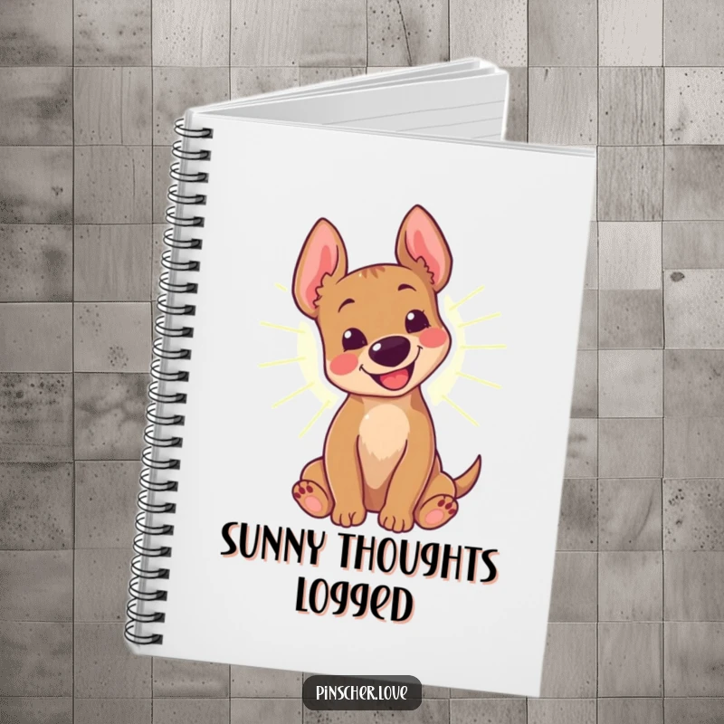 Funny Pinscher Notebook: A happy pinscher dog rolls in a sunbeam, ready to capture your sunny thoughts.