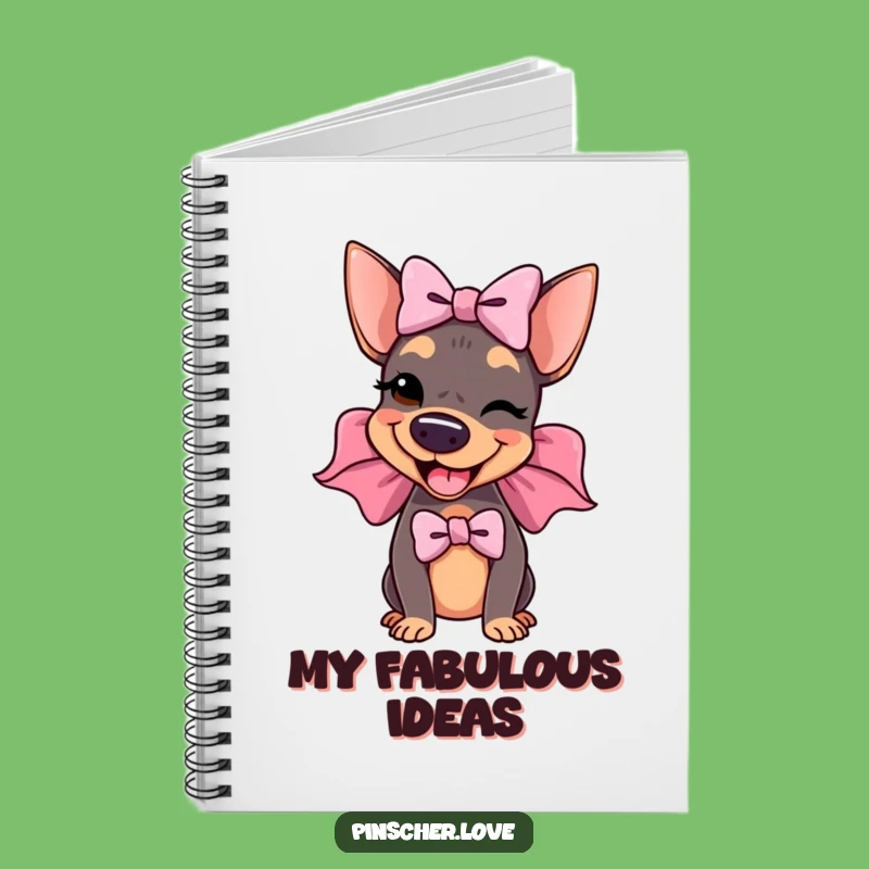 Funny Winking Pinscher Bow Notebook: Jot Down Notes with a Wink!