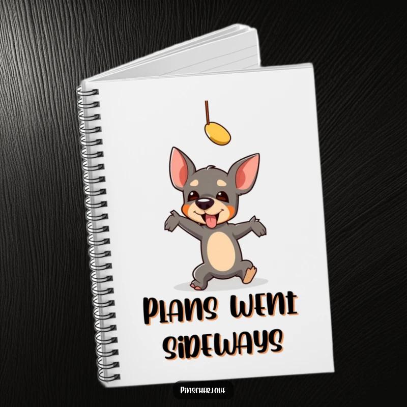 Funny Pinscher Notebook: A pinscher comically falls chasing a toy, perfect for noting down hilarious attempts and creative ideas.