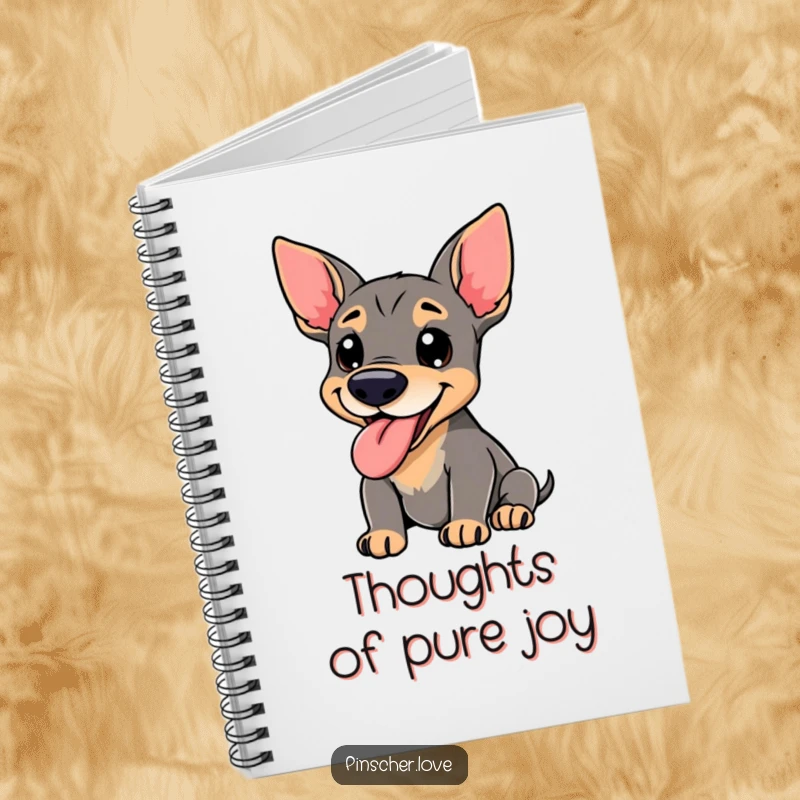 Funny Pinscher Notebook - A happy pinscher dog panting with its tongue lolling out, inspiring your notes with its cheerful energy and playful spirit.