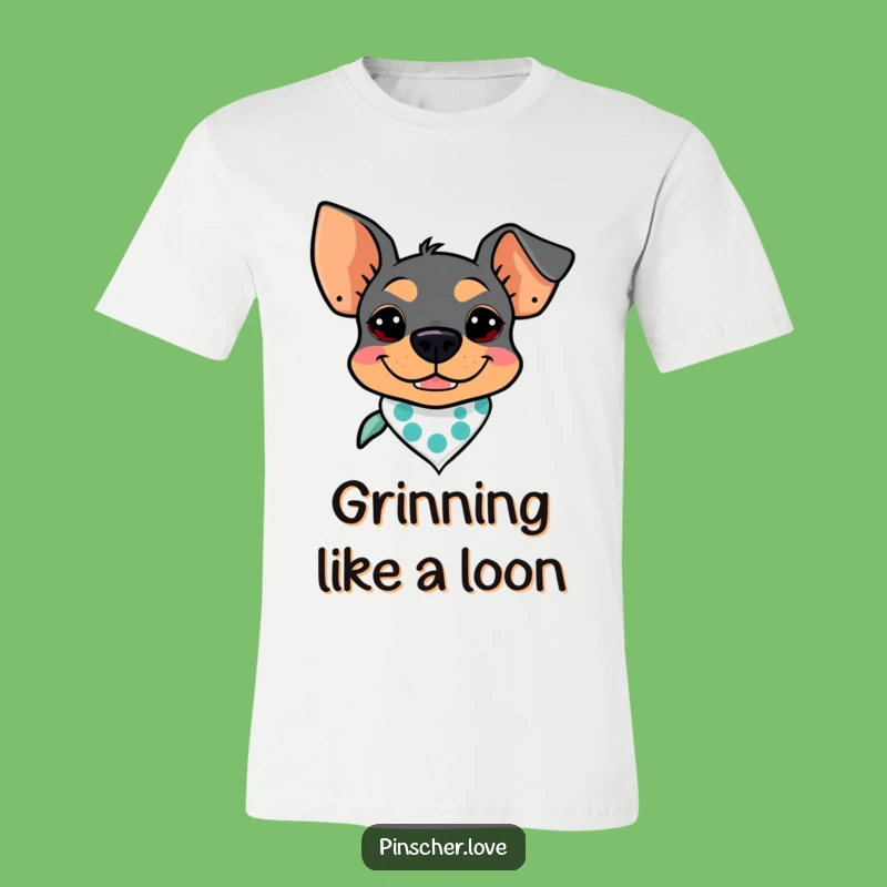 Funny Pinscher Bandana T-Shirt: Goofy Grin Dog Tee, Cool Pet Gift