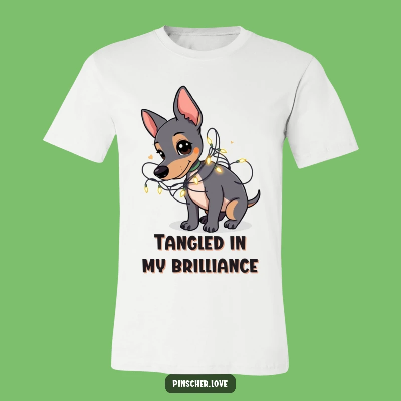 Funny Pinscher Fairy Light Shirt: Tangled Pup Holiday Fun, Gift