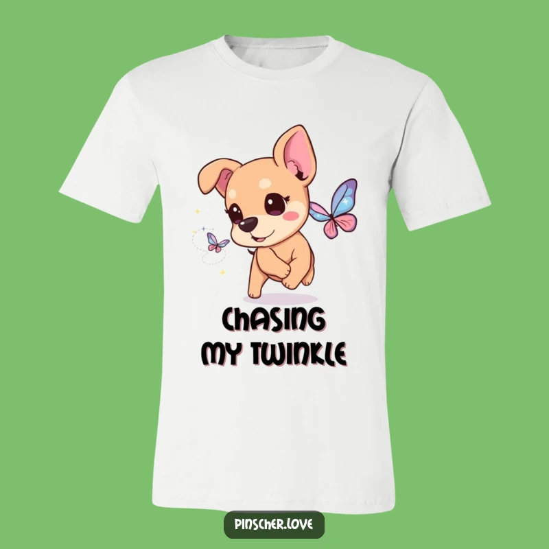 Funny Pinscher Sparkle Chase T-Shirt: Magical & Humorous Dog Tee